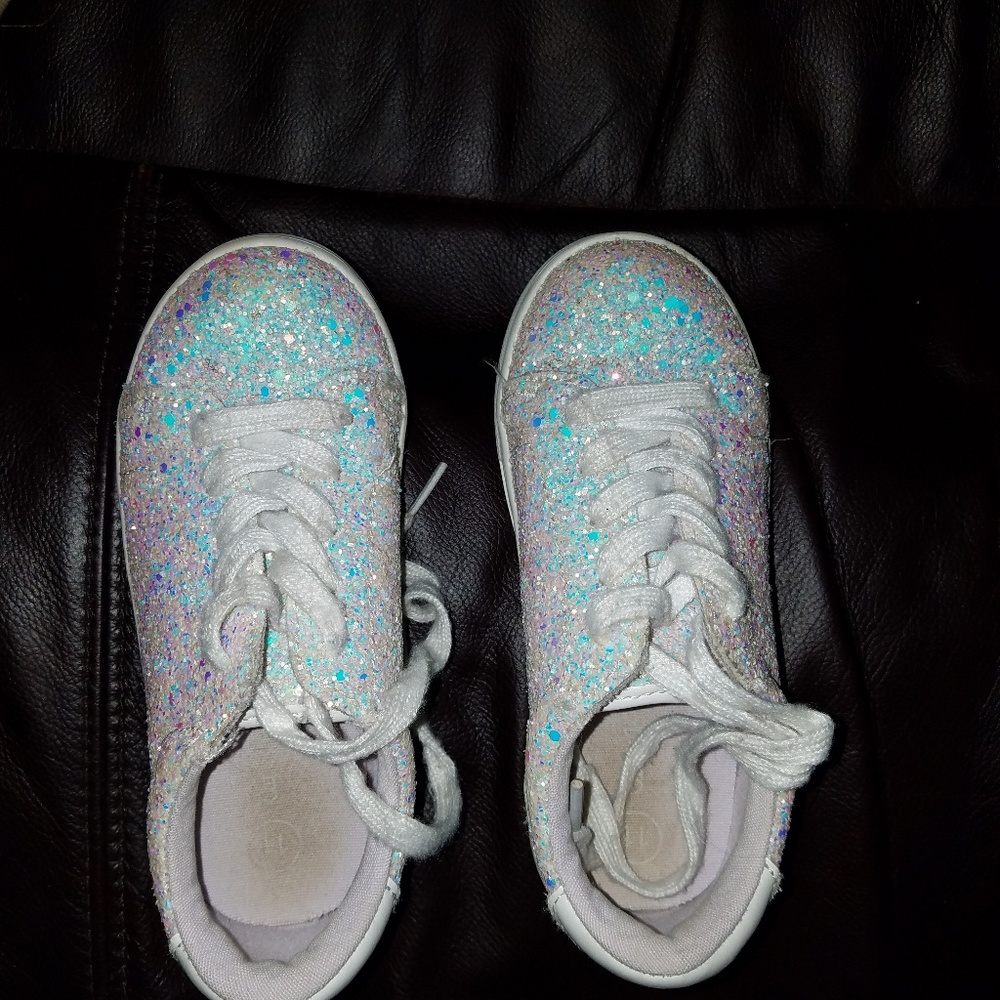 Girl's white sequin sneakers